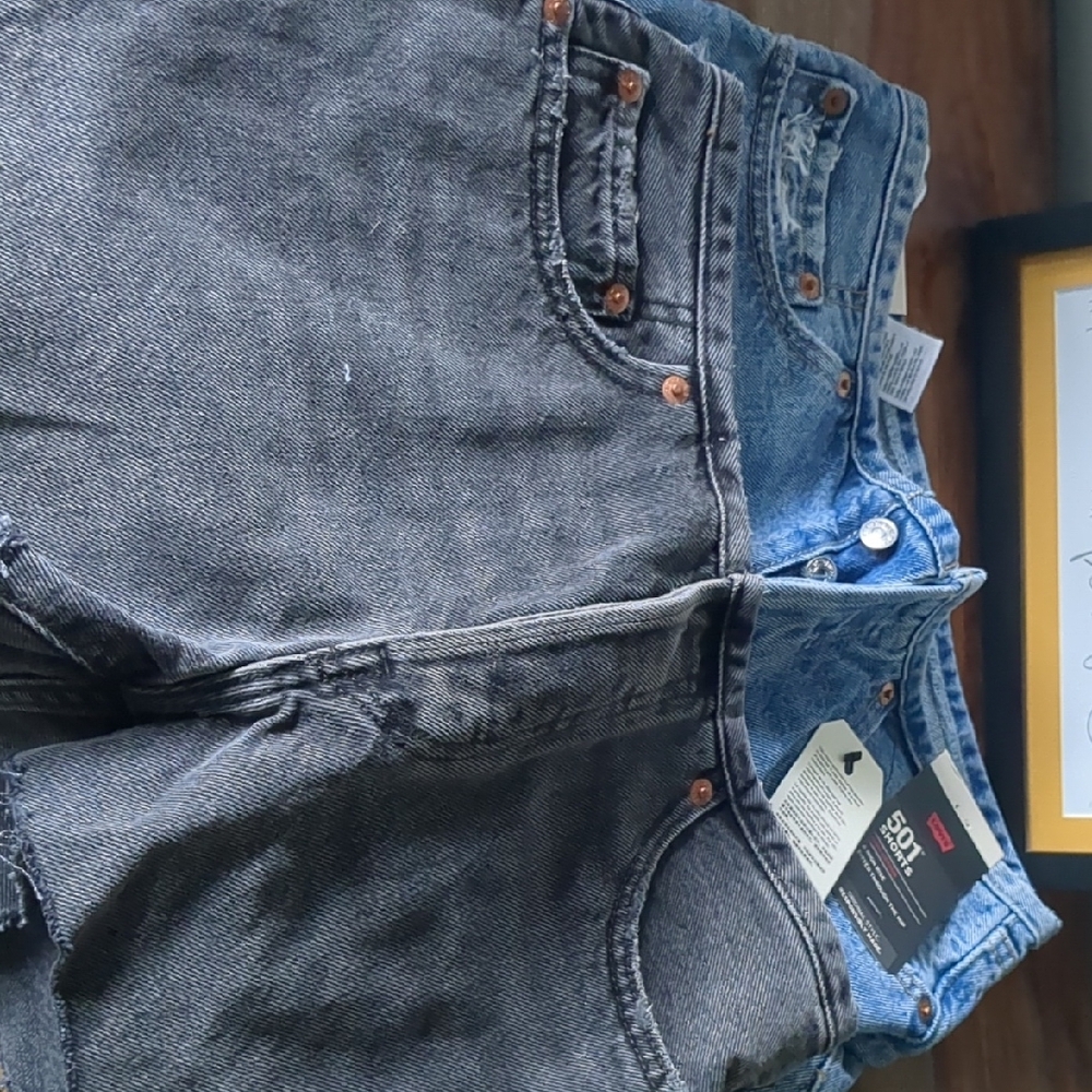 Levi's Black and Blue Denim Shorts